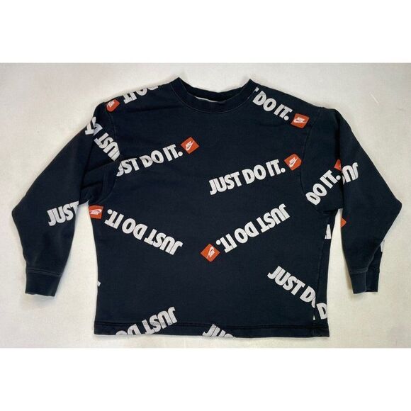 Nike Sportswear Just Do It Club All Over Print Sweatshirt Women Medium AV4988 - Picture 1 of 5